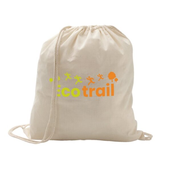 Mochila de tocuyo sublimado a full color con cordones